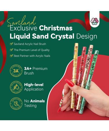 Saviland Christmas Acrylic Nail Brush Set - 4PCS Nail Art Brushes for Acrylic Powder & Liquid Monomer - Glitter Nail Art Tool for Manicure - Women's Gift Set (Size 6/10/12/14) - Buy Online on GoSupps.com