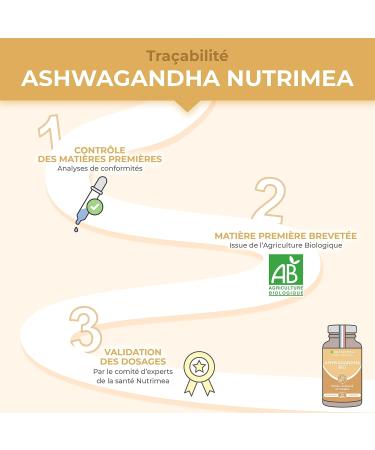 ASHWAGANDHA Organic - Patented Extract Standardized to 5% Withanolides - Physical & Mental Wellness Tone & Concentration - 600 mg - 90 Vegan Capsules - Nutrimea - Made in France - Buy Online on GoSupps.com