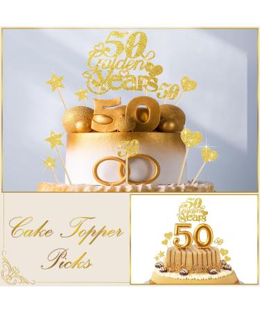 21 Pcs 50th Wedding Anniversary Golden Years Cake Topper 50th Birthday Wedding Anniversary Party Decoration Gold Glitter Color for 50th Couple Anniversary Party Supplies (50 Golden Years) - Buy Online on GoSupps.com
