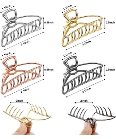 Cfrau 6PCS Chic Large Metal Hair Clips Claw Hair Catch Non-slip Jaw Barrette Hollow Clamp for Women Half Bun Hairpins for Thick Hair (Silver + Gold + 2 Rose Gold + 2 Black) 6 Pcs - Buy Online on GoSupps.com