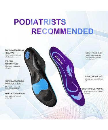 Arch Support Plantar Fasciitis Insoles | Athletic Orthotic Shoe Inserts for Women & Men | Heel Pain Relief | Flat Feet Metatarsalgia | All Day Cushioning | M - Women's 9-10.5 | Men's 8-9.5 - Buy Online on GoSupps.com