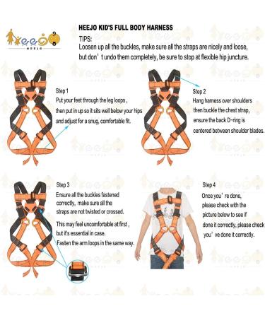 HeeJo Kids Body Youth Safety Zipline Climbing Belt - Orange (8-14 Years) - Buy Online on GoSupps.com