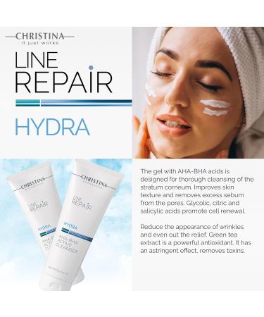 Christina Line Repair AHA BHA Facial Cleanser | Salicylic Acid & Glycolic Acid Face Wash | Revitalize Skin Improve Texture & Reduce Wrinkles | 250ml For All Skin Types - Buy Online on GoSupps.com