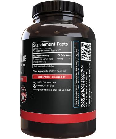 Pomegranate Extract Capsules (365 Count) - Pure Ingredients, No Fillers - Lab Verified - Pack of 1 - Buy Online on GoSupps.com