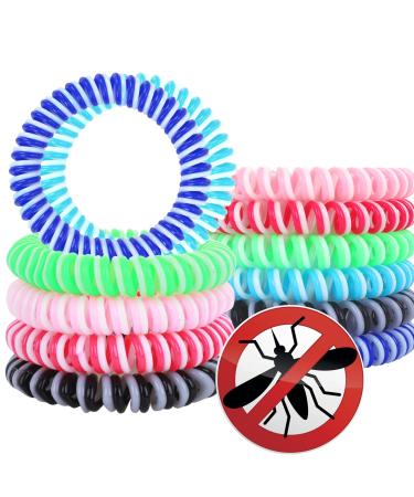Yolev 12Pack Mosquito Insect Repellent Bracelet Insect Repellent Mosquito Bands Double Color Natural and Waterproof Mosquito Control Bracelets for Adults and Kids 12 Count (Pack of 1)