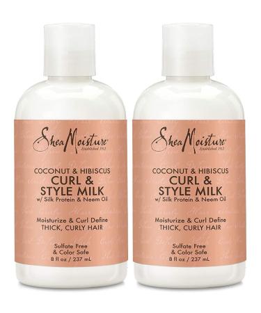 Shea Moisture Coconut & Hibiscus Curl & Style Milk 8 Fl Oz (Pack of 2)