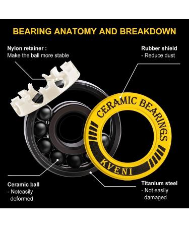 Premium Black Ceramic Balls Longboard Bearings - Titanium Coated ABEC-11 - Pack of 8 - Buy Online on GoSupps.com