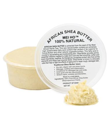 MEI HO Raw Unrefined African Shea Butter Ivory/White Premium Quality - Body Butter- Soft and Creamy Texture 8 oz. 100% Natural  Easy to Apply. Great Moisturizer For Dry and Cracked Skin.