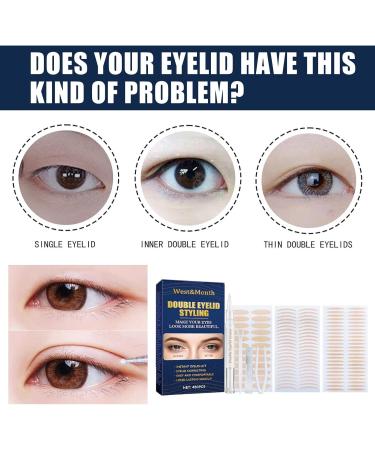 Lace double eyelid sticker with waterproof invisible double eyelid pull strip sticker with fork rod and tweezers suitable for wearing hats sagging uneven and single eyelids - Buy Online on GoSupps.com