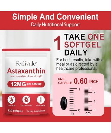 Astaxanthin Supplements Premium Astaxanthin 12mg Antioxidant with Antioxidant Activity Supports Eye Joint Immune Skin Health Internal Circulation 2Pack(240 Softgels) Non-GMO & No Gluten 1Pack(240 Softgels) - Buy Online on GoSupps.com