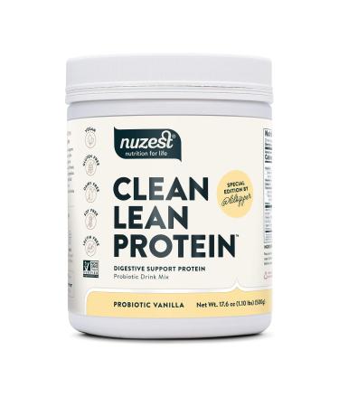 Probiotic Vanilla Clean Lean Protein by Nuzest - Digestive Support, Pea Protein Powder with Added Probiotics, Vegan Protein Powder, Gut Health, Non-GMO, 20 Servings, 1.1 lb Vanilla 1.1 Pound (Pack of 1)