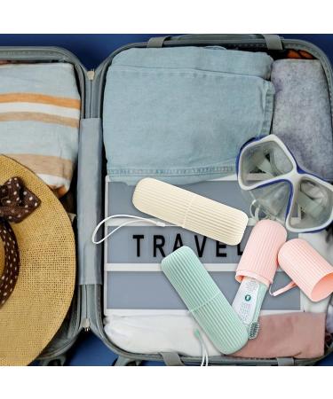 Buy Cozlly 3-Piece Travel Toothbrush Case & Water Cup Set - Portable Outdoor Travel Accessories (White Green Pink) - Buy Online on GoSupps.com