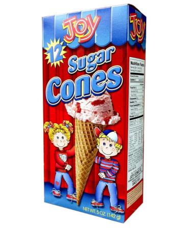 Joy Cone 12-Count SUGAR Ice Cream CONES 5oz (2 Pack)