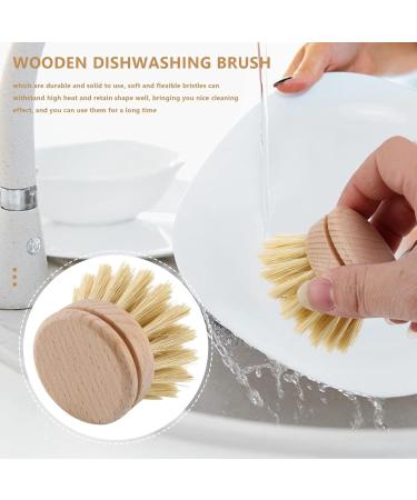 Yantan Washing Up Brush Dish Brush 6 Pcs Replacement Brush Heads Wooden Cleaning Dish Brush Refillable Kitchen Beech - Buy Online on GoSupps.com