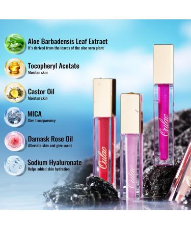 Oulac Lip Gloss Shiny | 3D Gloss Finish Liquid Lipstick with Rose Damascena Extract | Moisturizing Glitter Lip Care for Dry Lips - 4.5ml Rose Quartz (C16) - Buy Online on GoSupps.com