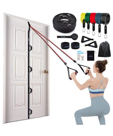 Brebebe Door Anchor Strap for Resistance Bands Exercises, Multi Point Anchor Gym Attachment for Home Fitness, Portable Door Band Resistance Workout Equipment, Easy to Install, Punch-Free, Nail-Free 14 pc set (Anchor + 150