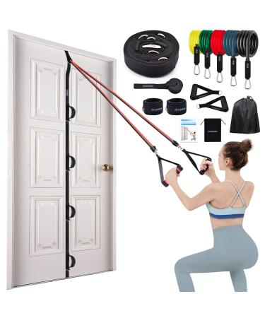 Brebeben door anchor belt for resistance tapes exercises multi-point anker gym fastening for home fitness portable door tape resistance workout equipment daust-free nail-free 14-piece set