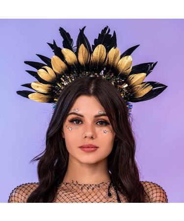 Flayem Sequin Feather Headband Carnival Fascinator Hair Band Photography Props Hair Accessories for Party Cosplay Festival - Buy Online on GoSupps.com