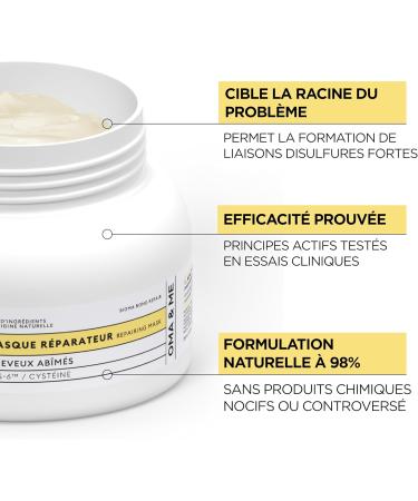 OMA & ME Repair Mask for Damaged Hair - Repairs and Revitalizes Damaged Dull or Fragilized Hair - Hair Mask Care 98% Natural Origin Ingredients Made in France - 250 ml - Buy Online on GoSupps.com