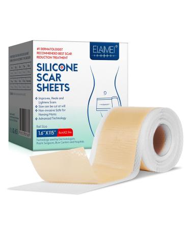 Scar Away Silicone Scar Sheets  Professional Scar Tape  Scar Strips  Soften and Flattens Scars Resulting from Surgery  Injury  Burns  Acne  C-Section and More  Soft  Medical Grade. (1.6x115 Inch)