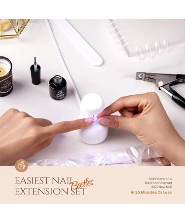 Beetles Easy Gel Tips Nail Extension Kit 5 In 1 Nail Glue Gel Base Coat with Pre-shaped Medium Almond Nails and UV LED Nail Lamp Acrylic Nail Clipper for Gel Art Polish DIY Manicure - Buy Online on GoSupps.com