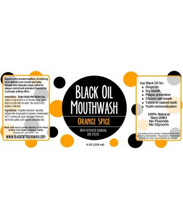 Black Oil Mouthwash - Sweet Orange Cinnamon Spice | Oil Pulling with Activated Charcoal & Xylitol | Whitening & Remineralization - 4 oz - Buy Online on GoSupps.com