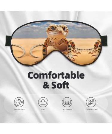 Sand Leopard Gecko Print Unisex Eye Mask - Soft Comfort Sleep Shade for Travel Yoga & Shift Work - Buy Online on GoSupps.com