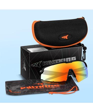KastKing Hillsboro Polarized Sport Sunglasses | UV Protection | Ideal for Baseball, Cycling, Running | Black Frame, Orange Revo Lens - Buy Online on GoSupps.com