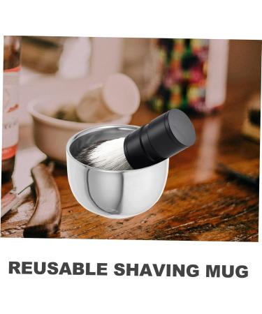 Mobestech Beard Brush Bowl Razor - Premium Shaving Cup for Wet Shaving | Steel & Aluminum - 7.2x7.2x5cm Silver - Buy Online on GoSupps.com