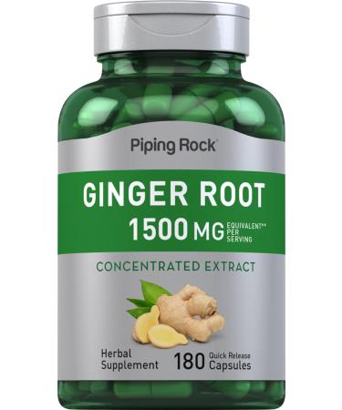 Piping Rock Ginger Root Capsules | 1500 mg | 180 Count | Non-GMO Gluten Free Supplement