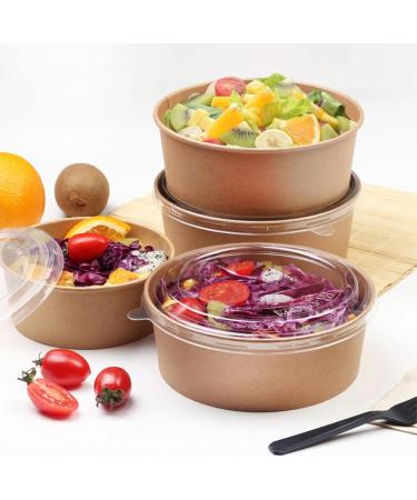 20 Pack Paper Bowls with Lids Disposable Soup Bowls Kraft Paper Bowls Large Salad Bowls Bulk Round Food Containers Take Out Boxes for Hot/Cold Food (25 oz) - Buy Online on GoSupps.com
