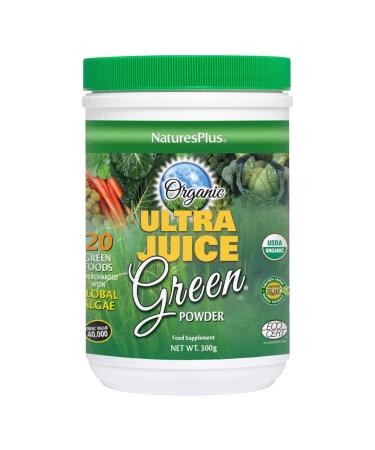 NaturesPlus Ultra Juice Green Powder - Organic Superfoods Probiotics Herbs Spirulina Chlorella Chlorophyll - Gluten Free - 300g Powder