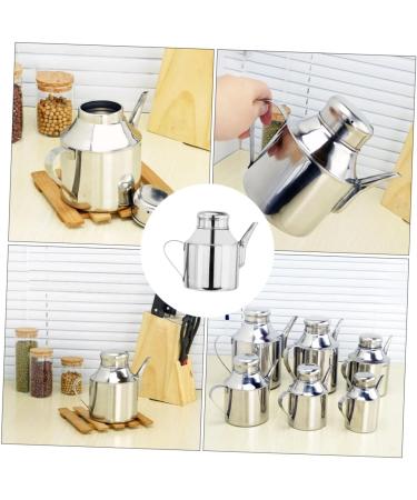 Zerodeko Sauce Pot Oil Bottles for Cooking Stainless Steel Oil Stainless Steel Pitcher with Lid Practical Seasoning Bottle Salad Oil Dispenser Kitchen Supplies Metal Household 14.5X12X8.5CM Silver - Buy Online on GoSupps.com