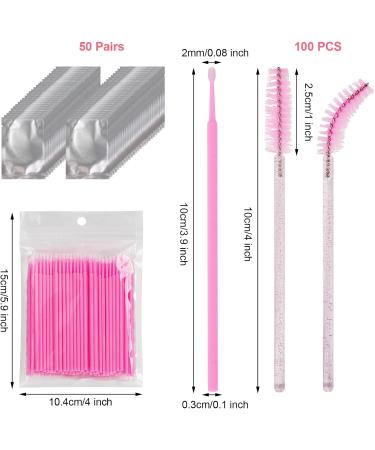 Under Eye Patches with Disposable Eyelash Brushes and Micro Applicators - 50 Pairs + 100 Mascara Wands + 100 for Eyelash Extension - Buy Online on GoSupps.com