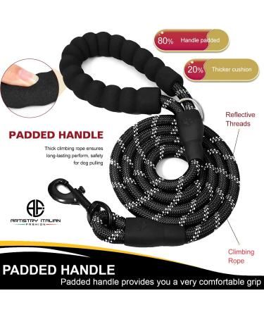 ARTISTRY 5 FT Rope Dog Lead for Medium Dog Strong Dog Leads for Large Dogs 150cm Highly Reflective Dog Leash Soft Padded Handle Dog Lead Durable Dog Lead for Small Dog (Black/White) - Buy Online on GoSupps.com
