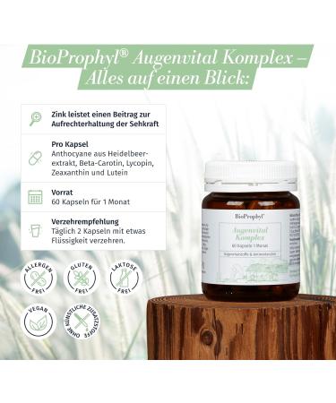 Bioprophyl Eye Vital Complex - Natural Eye Health with Beta Carotene Lycopene Zeaxanthin Lutein Zinc & Selenium | 60 Vegetable Capsules for Optimal Vision - Buy Online on GoSupps.com