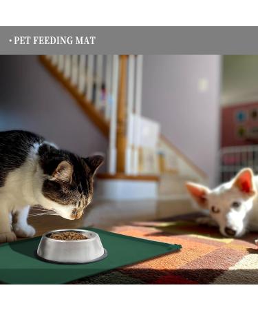 Reopet Silicone Pet Feed Mat - Waterproof Dog & Cat Mat with Elevated Edges - 60x40 cm (1-Pack) - Hunter Green - Buy Online on GoSupps.com