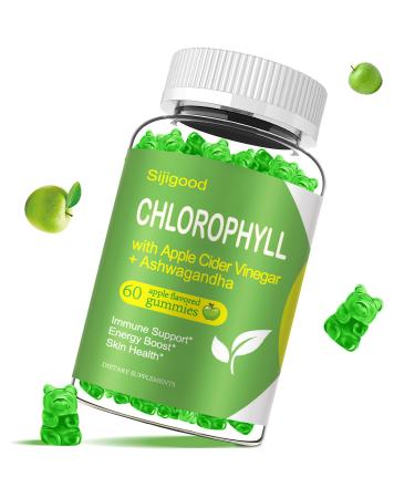 Chlorophyll Gummies with Black Seed Oil, Moringa, Probiotic for Body Odor, Digestion, Skin, Hair, and Immunity Support - Adults Kids Women Men, 60 Apple Flavored Gummies Apple 60 Count (Pack of 1)