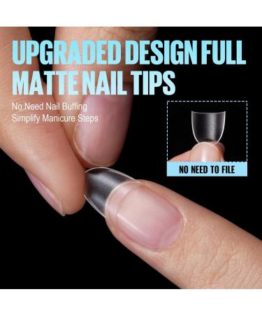 510pcs TOMICCA Short Oval French False Nail Tips - Natural Matte Acrylic Extensions for Salon Nails | 15 Sizes - Buy Online on GoSupps.com