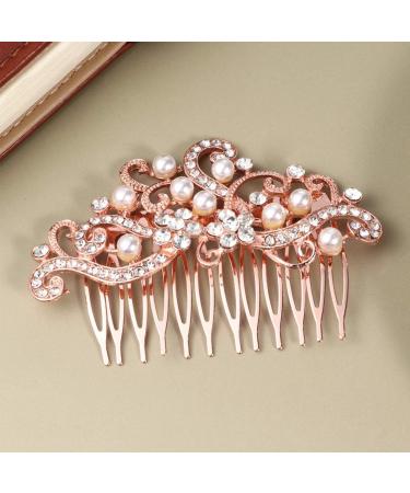 Lurrose Bridal Veil Wedding Hair Side Comb Vintage Bridal Hair Comb Hair Pieces Hair Accessory for Women (Rose Gold) Bridal Hair Clip - Buy Online on GoSupps.com