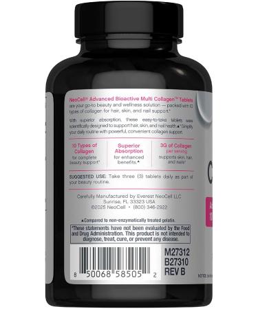 NeoCell Super Multi Collagen Peptides | 120 Tablets | 10 Types of Collagen | Skin Hair and Nails | Beauty Supplement | For Men and Women - Buy Online on GoSupps.com
