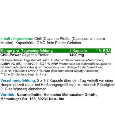 Chili POWER CAPSICUM PRO F-BURNER 120 Cayenne Capsules - Natural Diet Support & Fat Metabolism - 26595-1 (52.8g) - Buy Online on GoSupps.com