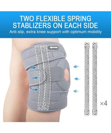 AVIDDA Open-Patella Knee Support Brace for Joint Pain & Sports Injury - Adjustable with 3 Straps (XS-M) - Gray - 1 Pair - Buy Online on GoSupps.com