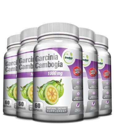 Garcinia Cambogia Extract 1000 mg 100% Pure Natural HCA Extract with Naturally Occurring Potassium for Superior Absorption Non GMO Gluten Free - AS SEEN ON TV- (Pack of 6 x 60 Vegan Capsules)
