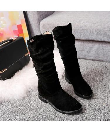 Women's Mid-Calf Cowboy Boots - Lace-up Western Style Flat Boots | Black 5.5 - Buy Online on GoSupps.com