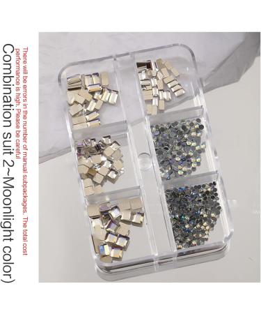 FEIlei 6 Grids Box Set Flat Back Rhinestones and Small Round Diamond Combination for DIY Nail Art Accessories Crystals - Buy Online on GoSupps.com