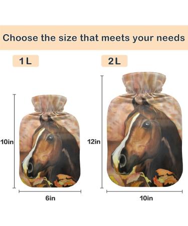 NAANLE 2L Hot Water Bottle with Lid - Horse Print | Pain Relief & Warm Comfort for Bed & Feet | Heat & Cold Therapy - Buy Online on GoSupps.com