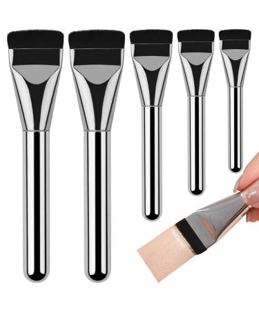 Flat Foundation Brush 5PCS Liquid Foundation Brush Streak-Free Flat Makeup Brush Ultra Thin Concealer Brush for Liquid Cream Foundation Powder Buffing