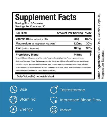 Too Hard Pill for Men - Increase Confidence, Stamina, Energy | Horny Goat Weed | Made in USA (60 Pills) - Buy Online on GoSupps.com