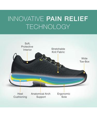 Orthofeet Coral Women's Sneakers - Plantar Fasciitis Relief, Extended Widths, Orthopedic Walking Shoes for Diabetic Bunions - Size 8 Black - Buy Online on GoSupps.com